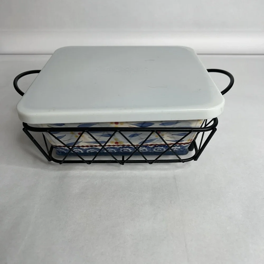 Temptations by Tara Old World Blue‎ Casserole Dish Cooling Rack Trivet Lid 1.5Qt